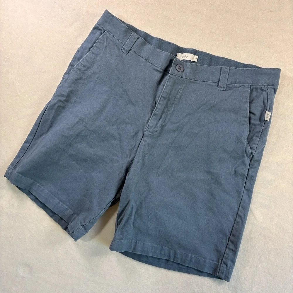 Onia Chino Shorts Mens 34 Blue Flat Front Stretch Elastic Waist Preppy Golf